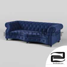 Triple sofa Serpentine Bensington, velvet; Serpentine Siren 3 Seater, Velvet