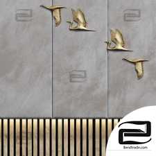 Decorative panel Birds Gold 11