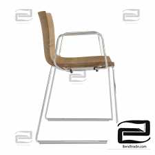 CATIFA 46 Chair Sled Armrest Wood by Arper