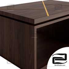 Walnut And Gold Inlay Mason Swivel Coffee Table