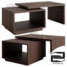 Walnut And Gold Inlay Mason Swivel Coffee Table