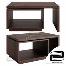 Walnut And Gold Inlay Mason Swivel Coffee Table