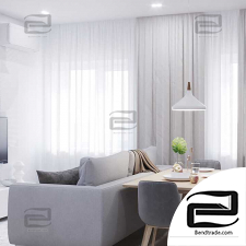 Light Pastel Wood Apartment 3D Scene Interior