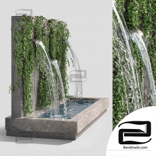 Wall fountains with ivy