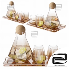 A set of glass decanters