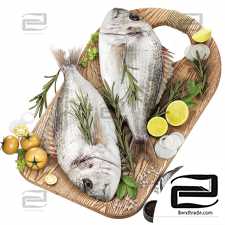 Fresh fish with vegetables and herbs