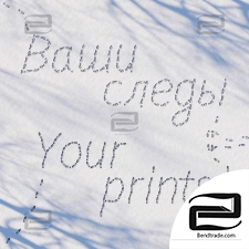 Material snow with footprints