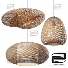 Pendant Lamp Set of Wicker