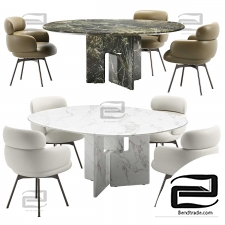 Vivienne chair and Nico 02 table by Minotti