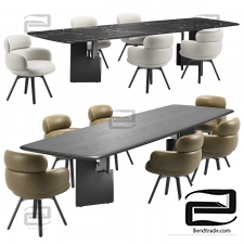 Vivienne chair and Nico table by Minotti