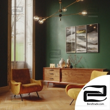 Living room 3d scene Cinema4d