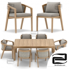 Table and chair RH Outdoor Malta restangular