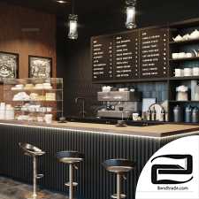 Black and White Cafe 2017 3D Scene