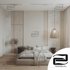 Eco minimalistic Master room 3D scene interior