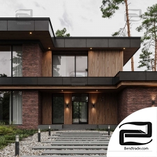 Scene forest house 3d scene exterior