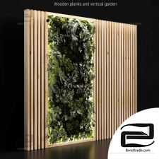 Wooden planks and vertical garden