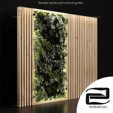 Wooden planks and vertical garden