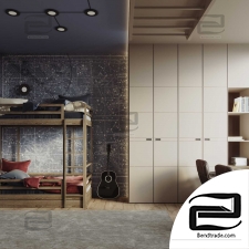 Loft Children's room 3d scene interior