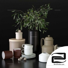 Decorative set with dishes for the kitchen