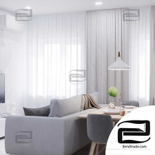Light Pastel Wood Apartment 3D Scene Interior