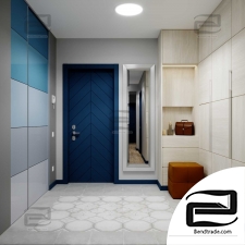 Hallway 3d scene interior