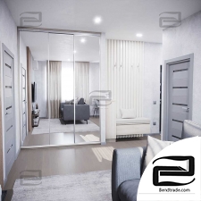 Grey Wood Apartment 3D Scene Interior
