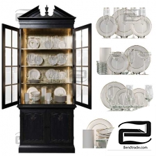 Antique Cupboard With Dishes