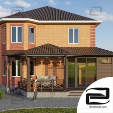 house townhouse 3d scene exterior exterior