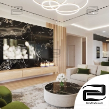 kitchen - living room 3d scene interior interior kitchen-living room scene 3dmax 2016 2019