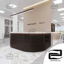  office foyer hall 3d scene interior