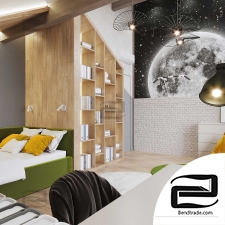 children's teenager room 3d scene interior