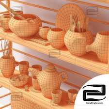 Dishes clay rack n4 / Clay tableware rack No. 4