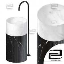White marble washbasins
