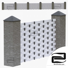 Modern fence with plaiting slats.