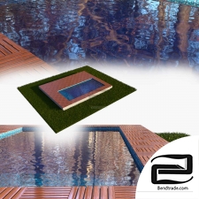 Swimming pool exterior. Part of the landscape with a swimming pool.