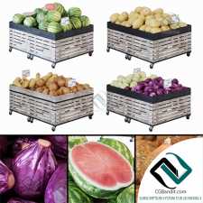 Racks of Racking Vegetables and fruits