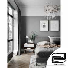 Grey Bedroom 3D Model id 1012