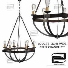 Pendant lamp Lodge 6-light Wide Steel