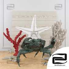 Decorative set Decor set with Sculpture of a crab