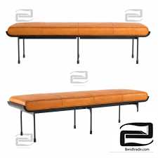 CB2 Juneau Leather And Metal Bench