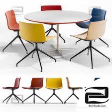 Table and chairs Arper Catifa 53 Trestle Swivel Eolo