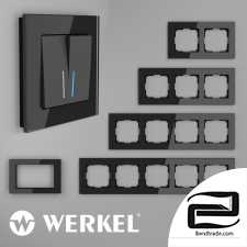 Glass frames for sockets and switches Werkel Favorit (black)