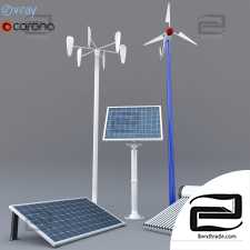 Solar panel, solar heater and wind turbine