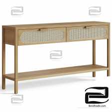 Classic Rattan and Wood Console