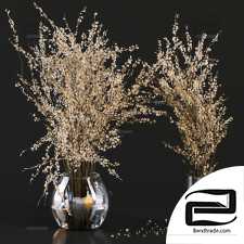 Bouquets of Decorative Branches in Concrete Vases