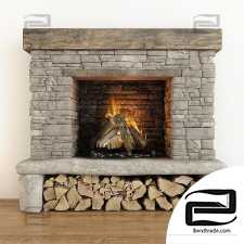 Stone fireplace