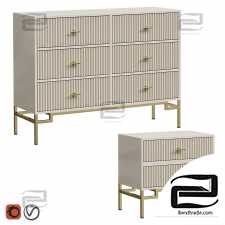 Isida chest of drawers and bedside table