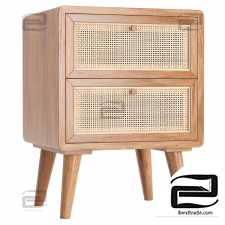 Bedside table Japandi Natural Rattan