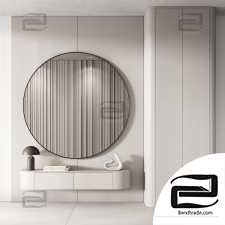 Entrance hall minimal modern with circle mirror