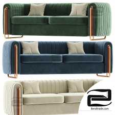 Sofa Channel Tufted Arms and Back Green